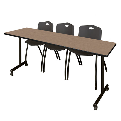 Regency Kobe 48 x 24 in. Mobile TBase Training Table 2 M Stack Chairs