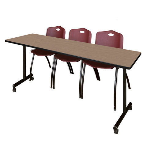 Regency Kobe 48 x 24 in. Mobile TBase Training Table 2 M Stack Chairs