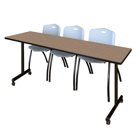 Regency Kobe 48 x 24 in. Mobile TBase Training Table 2 M Stack Chairs