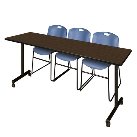 Regency Kobe 48 x 24 in. Mobile TBase Training Table 2 Zeng Stack Chairs