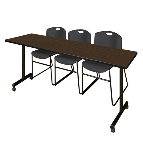 Regency Kobe 48 x 24 in. Mobile TBase Training Table 2 Zeng Stack Chairs