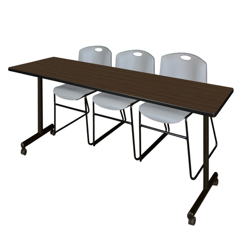 Regency Kobe 48 x 24 in. Mobile TBase Training Table 2 Zeng Stack Chairs