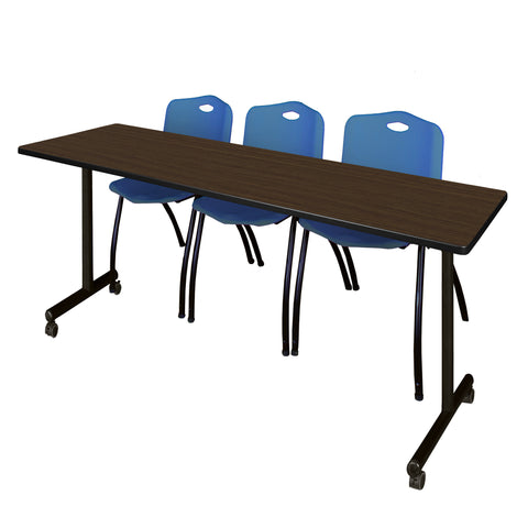 Regency Kobe 48 x 24 in. Mobile TBase Training Table 2 M Stack Chairs