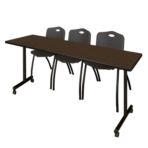 Regency Kobe 48 x 24 in. Mobile TBase Training Table 2 M Stack Chairs