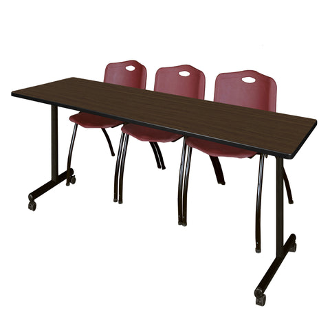 Regency Kobe 48 x 24 in. Mobile TBase Training Table 2 M Stack Chairs