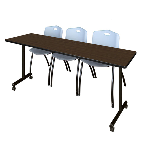 Regency Kobe 48 x 24 in. Mobile TBase Training Table 2 M Stack Chairs