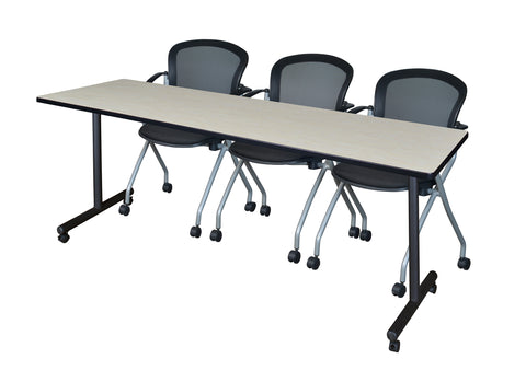 Regency Kobe 48 x 24 in. Mobile TBase Training Table 2 Cadence Nesting Chairs