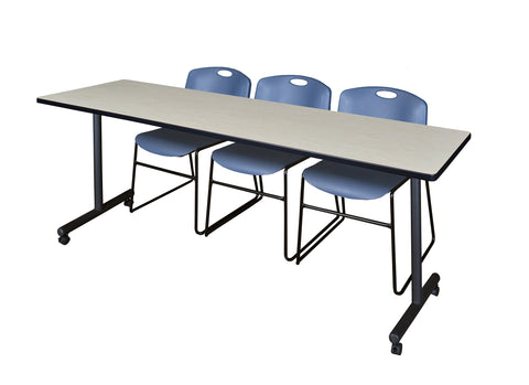 Regency Kobe 48 x 24 in. Mobile TBase Training Table 2 Zeng Stack Chairs
