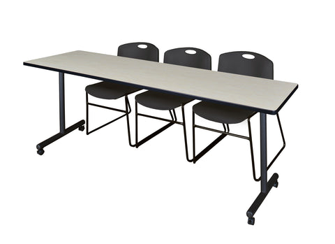Regency Kobe 48 x 24 in. Mobile TBase Training Table 2 Zeng Stack Chairs