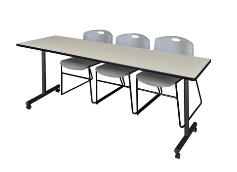 Regency Kobe 48 x 24 in. Mobile TBase Training Table 2 Zeng Stack Chairs