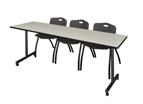 Regency Kobe 48 x 24 in. Mobile TBase Training Table 2 M Stack Chairs