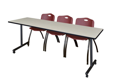 Regency Kobe 48 x 24 in. Mobile TBase Training Table 2 M Stack Chairs