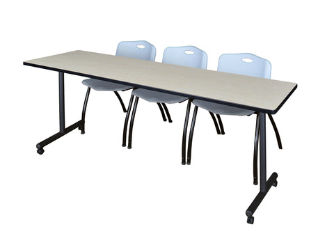 Regency Kobe 48 x 24 in. Mobile TBase Training Table 2 M Stack Chairs