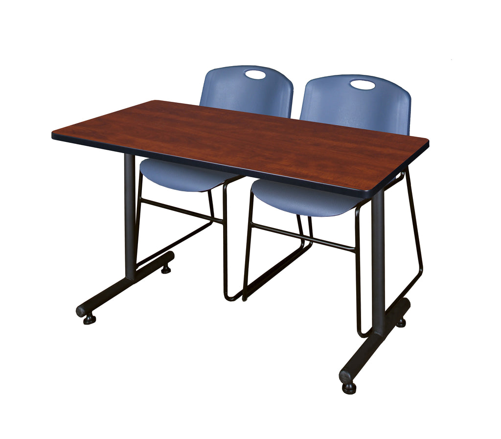 Regency Kobe 48 x 24 in. TBase Training Seminar Table 2 Zeng Stack Chairs