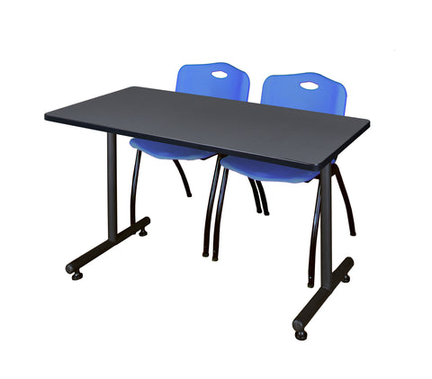 Regency Kobe 48 x 24 in. TBase Training Seminar Table 2 M Stack Chairs