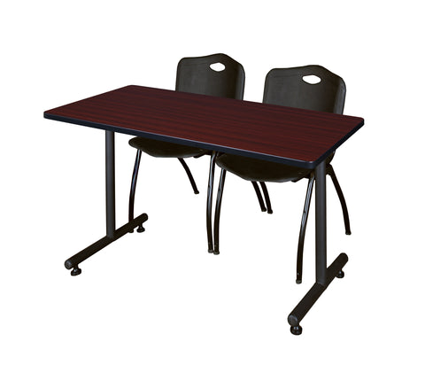 Regency Kobe 48 x 24 in. TBase Training Seminar Table 2 M Stack Chairs