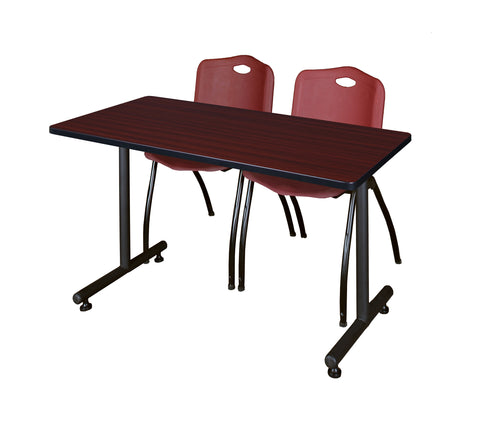 Regency Kobe 48 x 24 in. TBase Training Seminar Table 2 M Stack Chairs