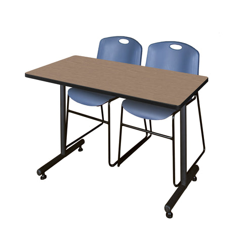Regency Kobe 48 x 24 in. TBase Training Seminar Table 2 Zeng Stack Chairs