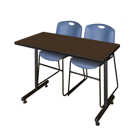 Regency Kobe 48 x 24 in. TBase Training Seminar Table 2 Zeng Stack Chairs