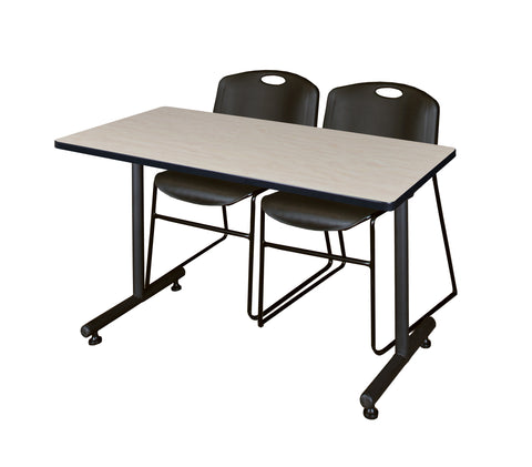 Regency Kobe 48 x 24 in. TBase Training Seminar Table 2 Zeng Stack Chairs