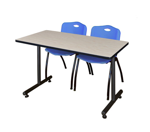 Regency Kobe 48 x 24 in. TBase Training Seminar Table 2 M Stack Chairs