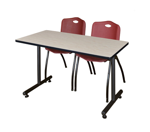 Regency Kobe 48 x 24 in. TBase Training Seminar Table 2 M Stack Chairs