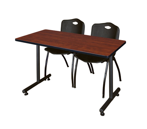 Regency Kobe 48 x 24 in. TBase Training Seminar Table 2 M Stack Chairs