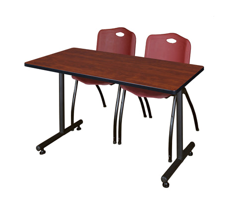 Regency Kobe 48 x 24 in. TBase Training Seminar Table 2 M Stack Chairs