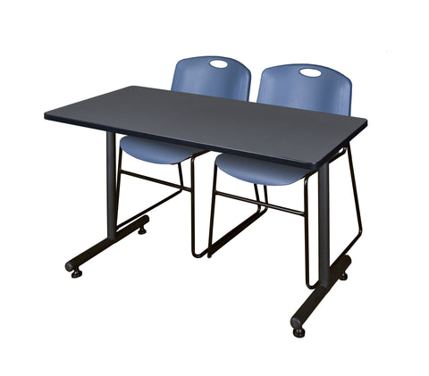 Regency Kobe 48 x 24 in. TBase Training Seminar Table 2 Zeng Stack Chairs