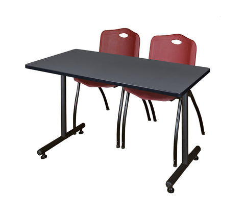 Regency Kobe 48 x 24 in. TBase Training Seminar Table 2 M Stack Chairs