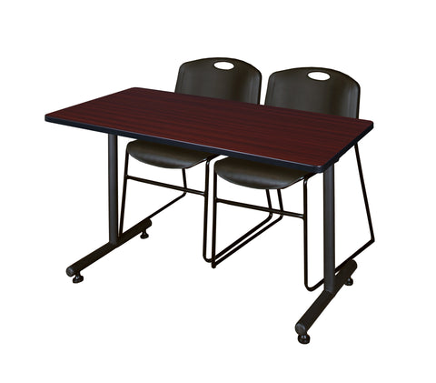 Regency Kobe 48 x 24 in. TBase Training Seminar Table 2 Zeng Stack Chairs
