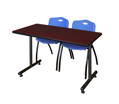 Regency Kobe 48 x 24 in. TBase Training Seminar Table 2 M Stack Chairs