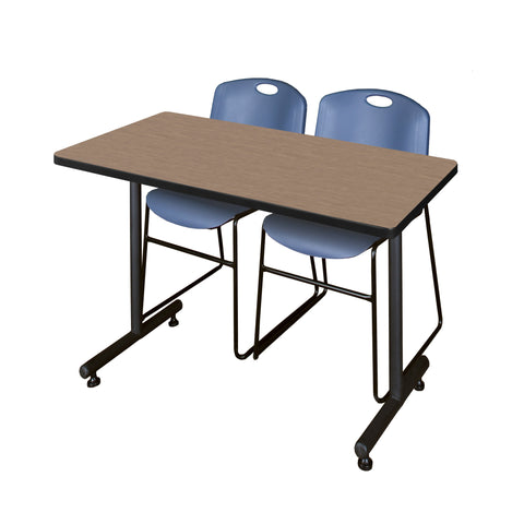 Regency Kobe 48 x 24 in. TBase Training Seminar Table 2 Zeng Stack Chairs