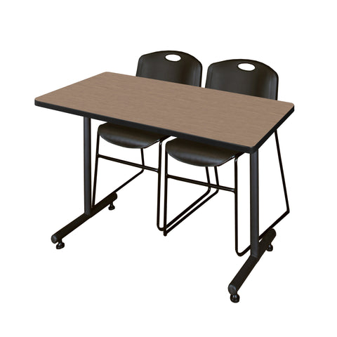 Regency Kobe 48 x 24 in. TBase Training Seminar Table 2 Zeng Stack Chairs