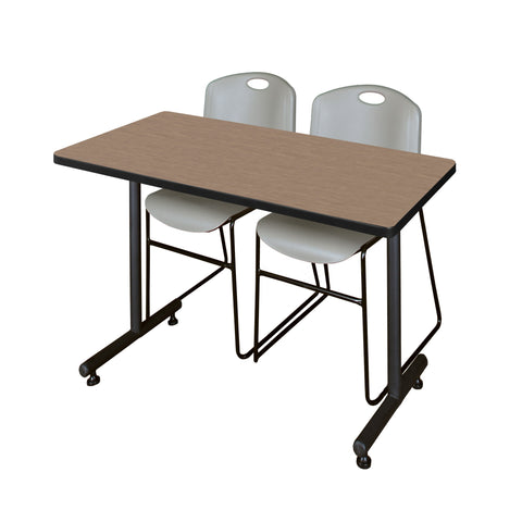 Regency Kobe 48 x 24 in. TBase Training Seminar Table 2 Zeng Stack Chairs