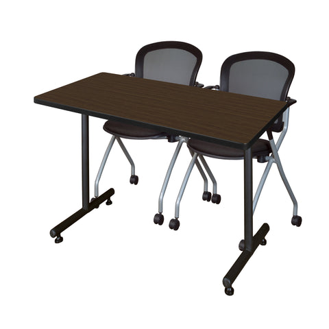 Regency Kobe 48 x 24 in. TBase Training Seminar Table 2 Cadence Nesting Chairs