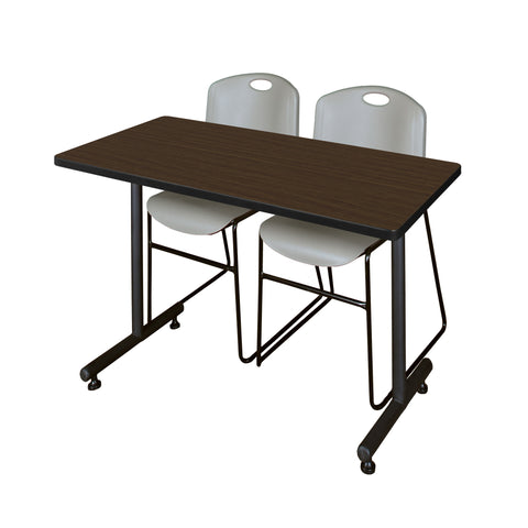 Regency Kobe 48 x 24 in. TBase Training Seminar Table 2 Zeng Stack Chairs
