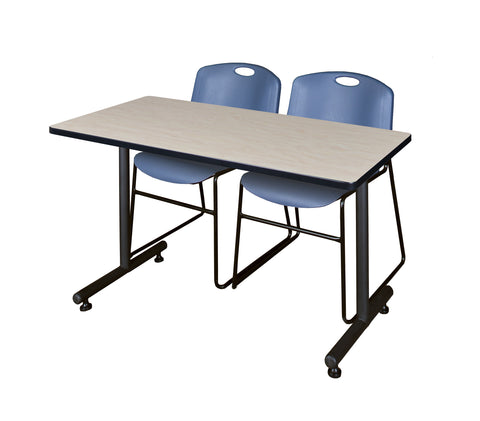 Regency Kobe 48 x 24 in. TBase Training Seminar Table 2 Zeng Stack Chairs