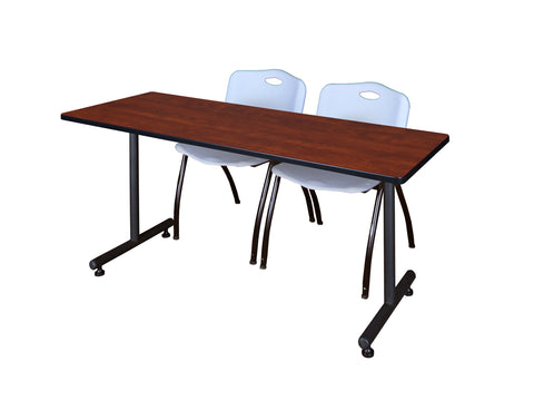 Regency Kobe 48 x 24 in. TBase Training Seminar Table 2 M Stack Chairs