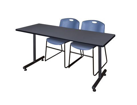 Regency Kobe 48 x 24 in. TBase Training Seminar Table 2 Zeng Stack Chairs