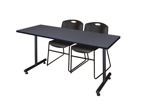 Regency Kobe 48 x 24 in. TBase Training Seminar Table 2 Zeng Stack Chairs