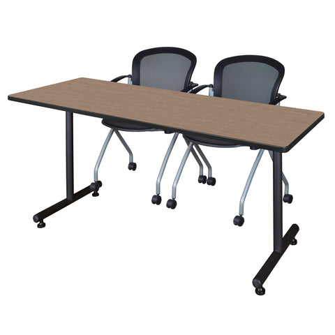 Regency Kobe 48 x 24 in. TBase Training Seminar Table 2 Cadence Nesting Chairs