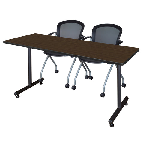 Regency Kobe 48 x 24 in. TBase Training Seminar Table 2 Cadence Nesting Chairs