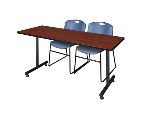 Regency Kobe 48 x 24 in. TBase Training Seminar Table 2 Zeng Stack Chairs