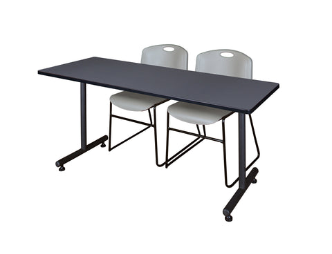 Regency Kobe 48 x 24 in. TBase Training Seminar Table 2 Zeng Stack Chairs