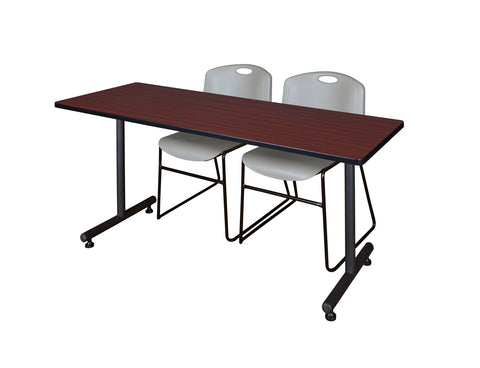 Regency Kobe 48 x 24 in. TBase Training Seminar Table 2 Zeng Stack Chairs