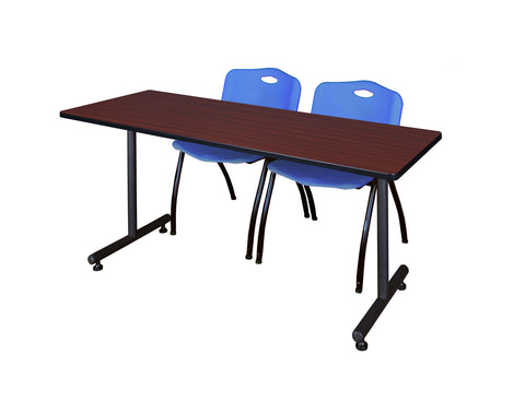 Regency Kobe 48 x 24 in. TBase Training Seminar Table 2 M Stack Chairs