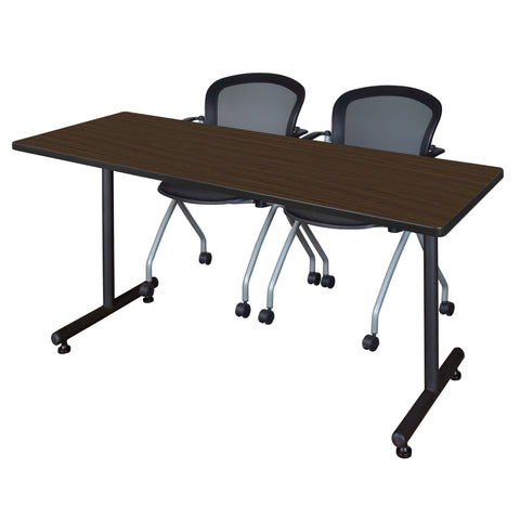 Regency Kobe 48 x 24 in. TBase Training Seminar Table 2 Cadence Nesting Chairs
