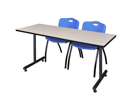 Regency Kobe 48 x 24 in. TBase Training Seminar Table 2 M Stack Chairs