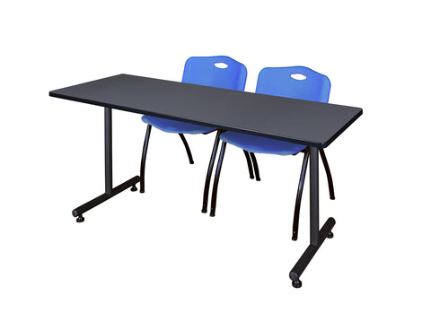 Regency Kobe 48 x 24 in. TBase Training Seminar Table 2 M Stack Chairs